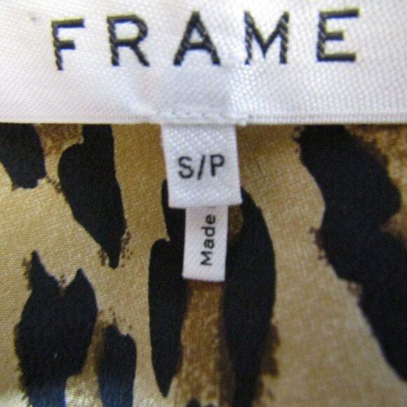 FRAME Leopard 100% SILK S M Animal Print Safari Quiet Luxury Mob Wife Dress - Picture 8 of 11